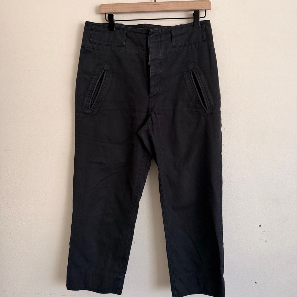 Isabel Marant Etoile Cotton Linen Cargo Crop Pants 40 US 8 Black Military